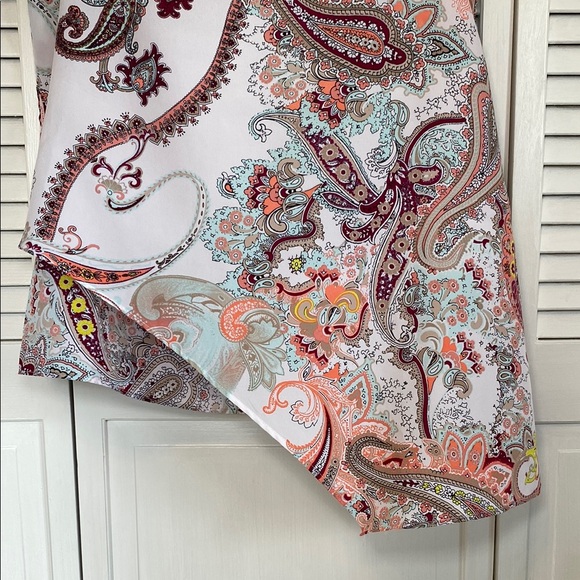 Bisou Bisou Vibrant Multicolor Paisley Boho Flowy Layered Women Top - Picture 3 of 14